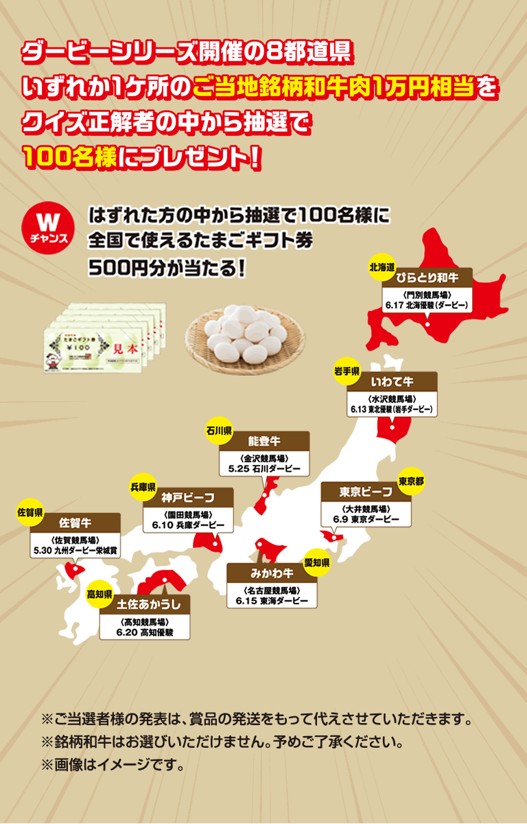 クイズの正解者の中から総計100名様に素敵な賞品をプレゼント！