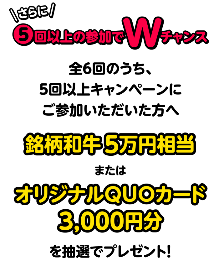 さらに5回以上の参加でWチャンス