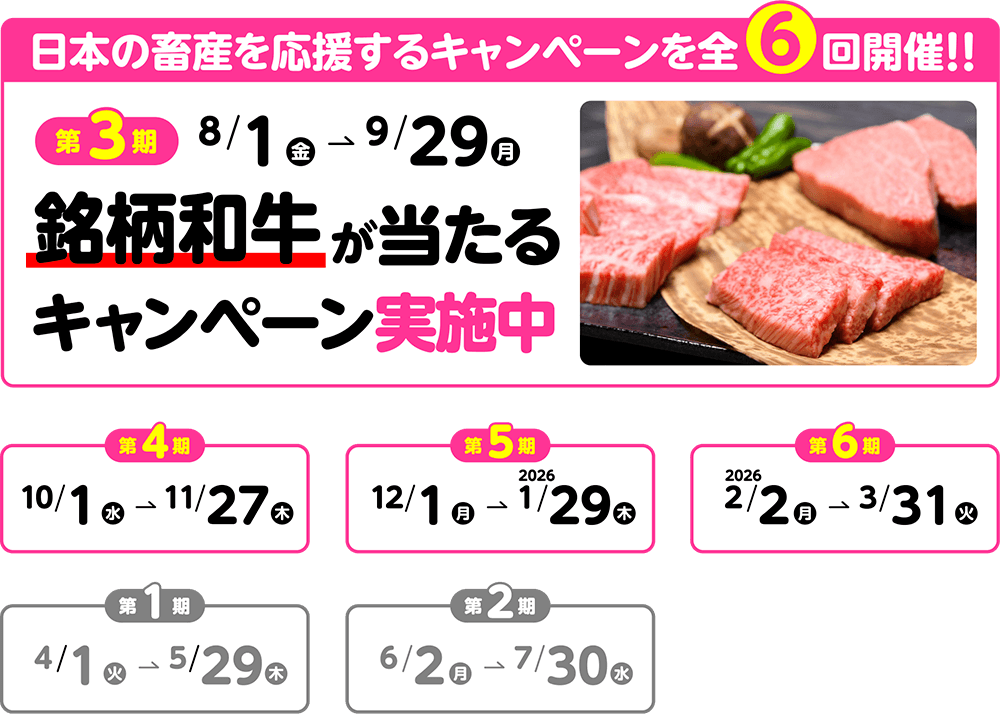 日本の畜産を応援するキャンペーン 全6回開催