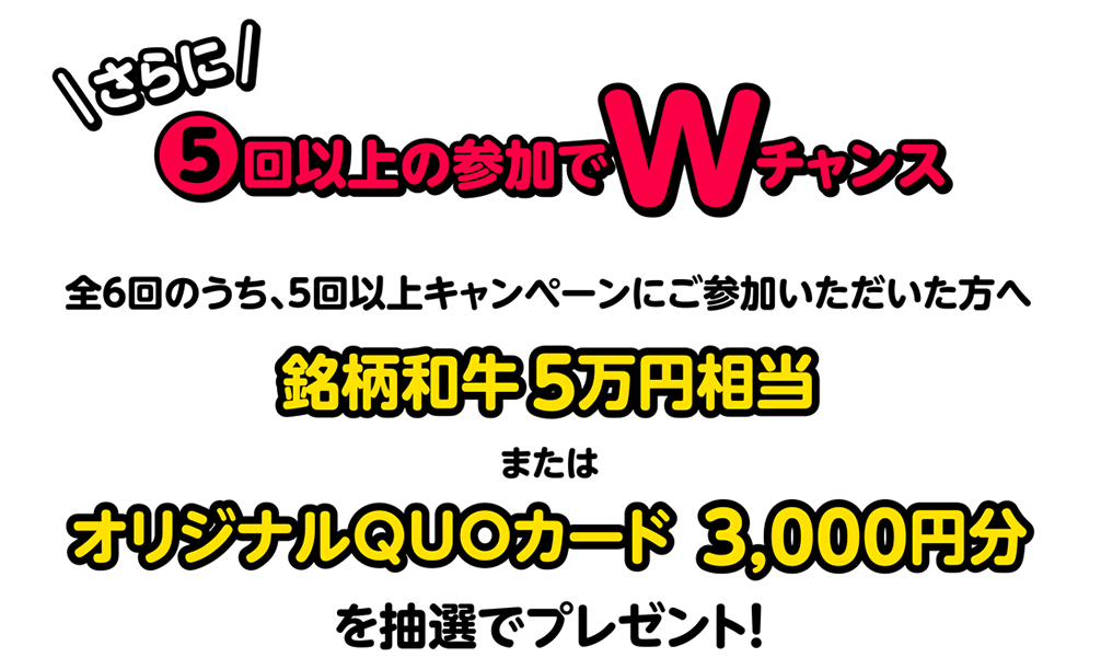 さらに5回以上の参加でWチャンス