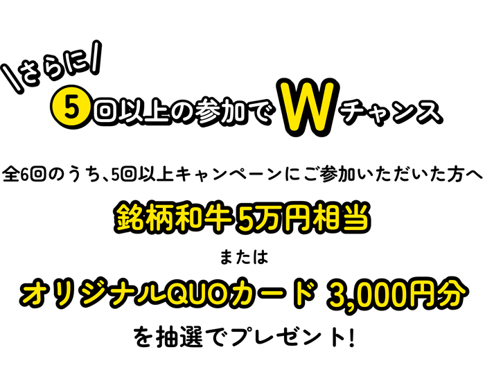 さらに5回以上の参加でWチャンス