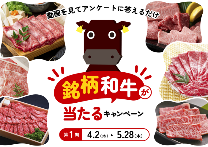 動画を見てアンケートに答えるだけ銘柄和牛が当たるキャンペーン